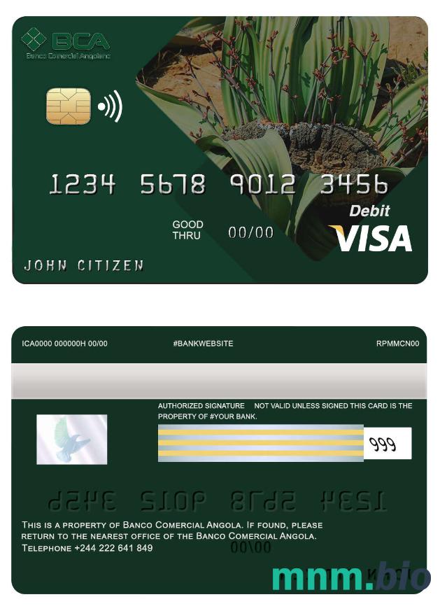 Angola Comercial bank przykład karty visa w formacie PSD